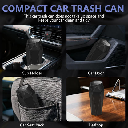 Car Trash Can with Lid, Leakproof, 15 Trash Bags, Black, 1 Pack
