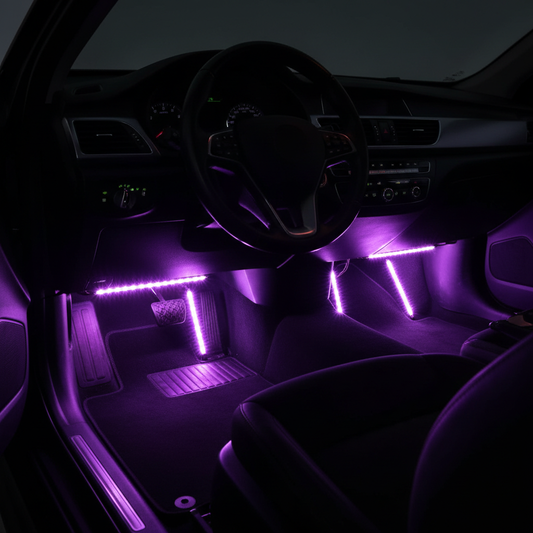 4Pc Purple LED Interior Underdash Lighting Kit
